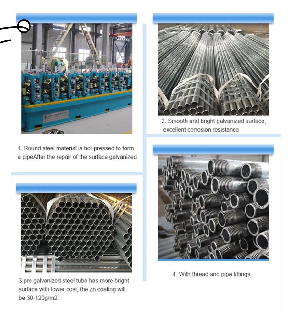 Manufacturers API A53 1/2 Inch Sch40 Grade Galvanized Steel Pipes Seamless Galvanized Pipes with 6 Meter Pipe