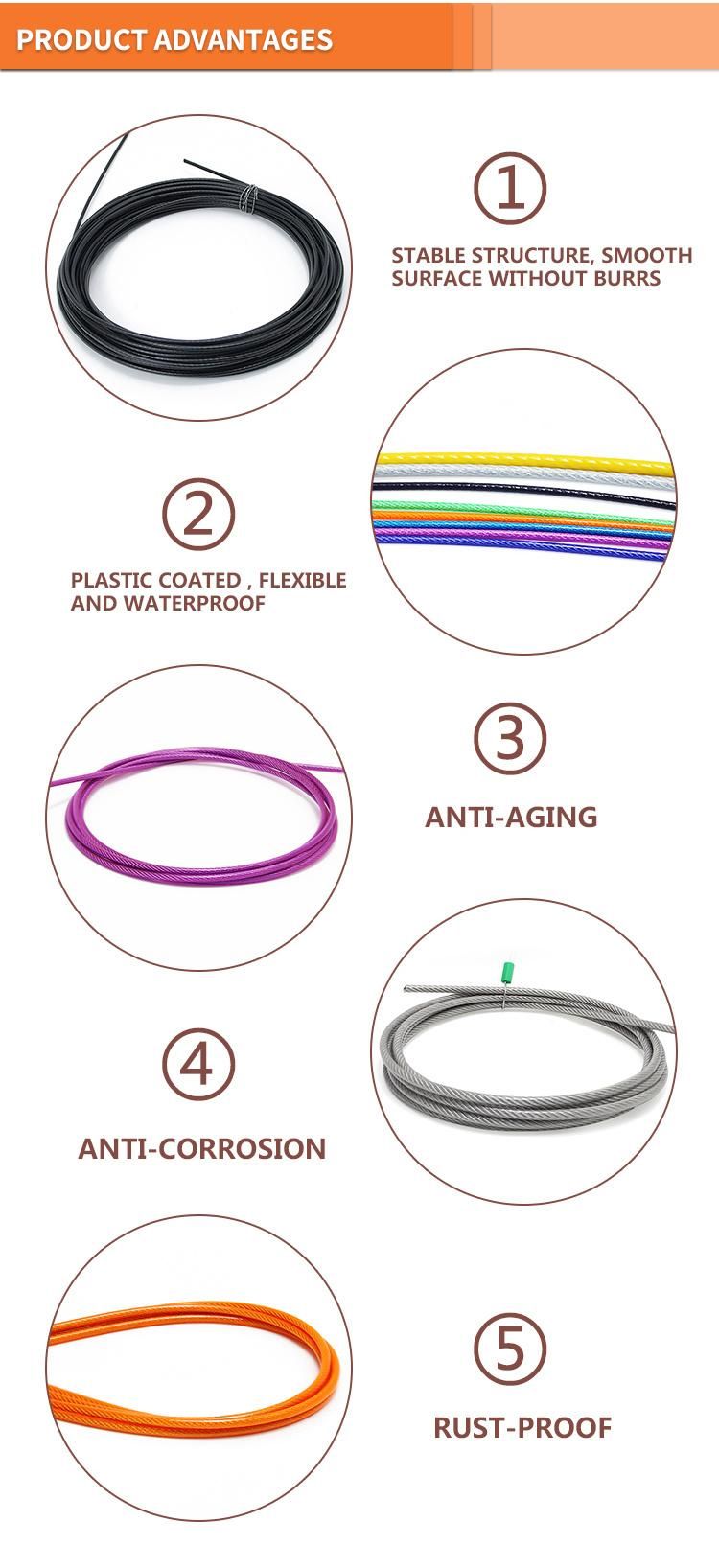 Colorful PVC PU Coated Steel Cable Plastic Coated Steel Wire Rope