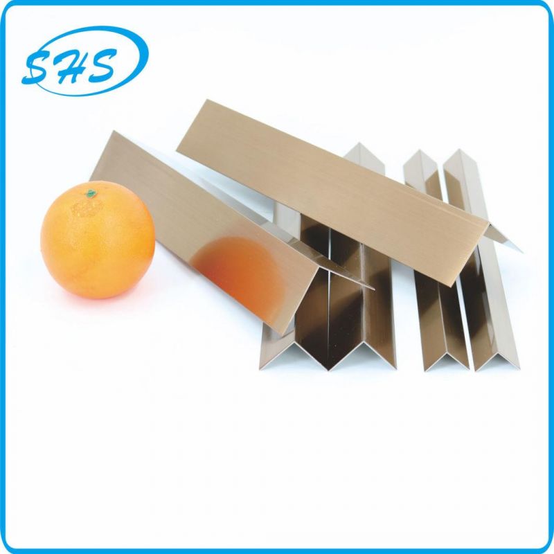 Stainless Steel V-Shape Angle Trims with Ti-Golden Color 800 G Mirror Finish as Accessories for Tile Corners and Wall Corners