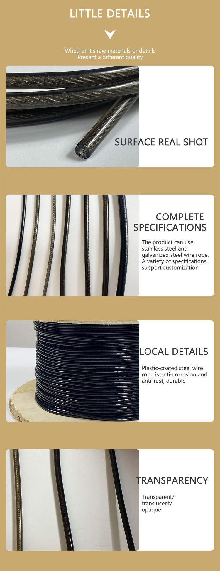 Black Color China Manufacture 7X7 Plastic PVC Coated Steel Wire Rope