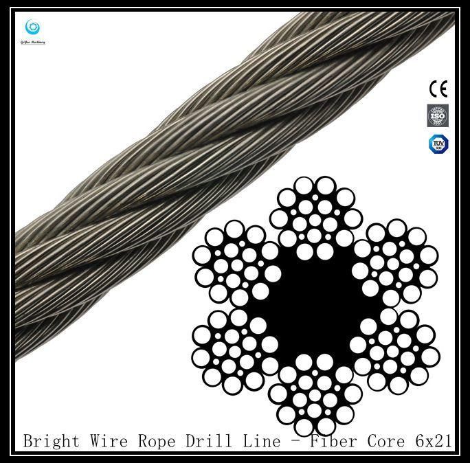 Fiber Core 6X21 Bright/Galvanized/Stainless Steel Wire Rope Drill Line