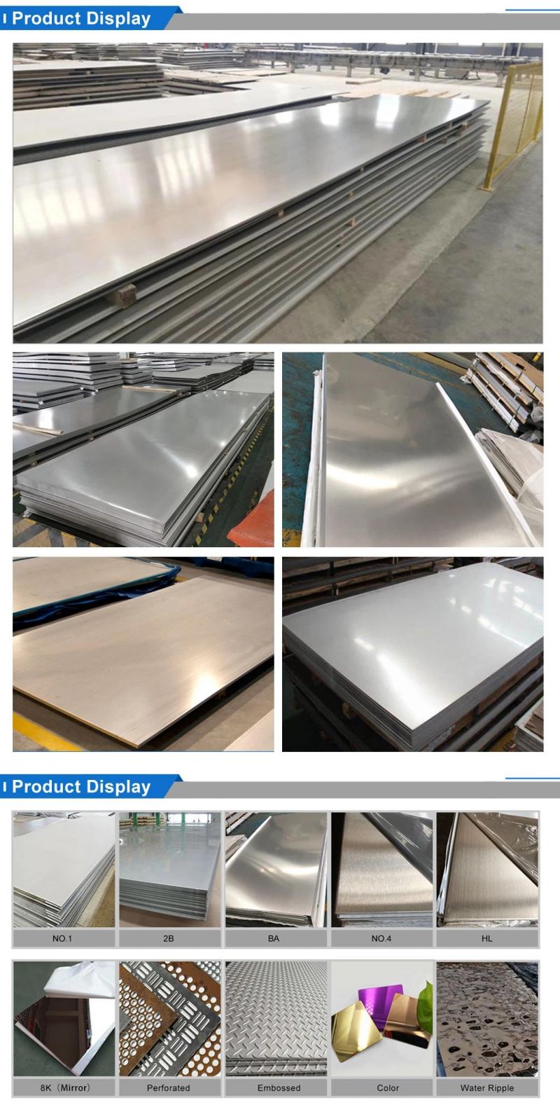 China Supplier 201 202 304 304L 316 316L 310S 309S 430 904L 2205 8K/Ba/2b/No. 4 Stainless Steel Sheets Price