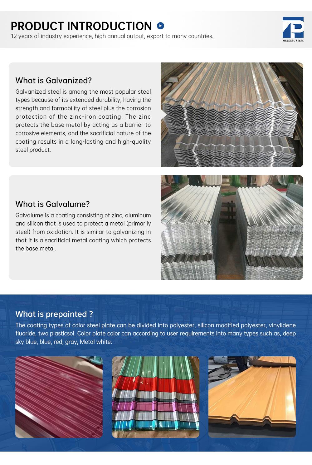 Building Material Galvanized Steel Galvanized Corrugated Steel Roofing Sheets Supplier