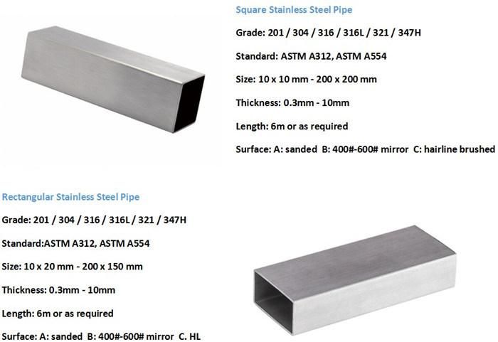 Bright Polishing 304 201 Decorative Stainless Pipe and Tube Steel