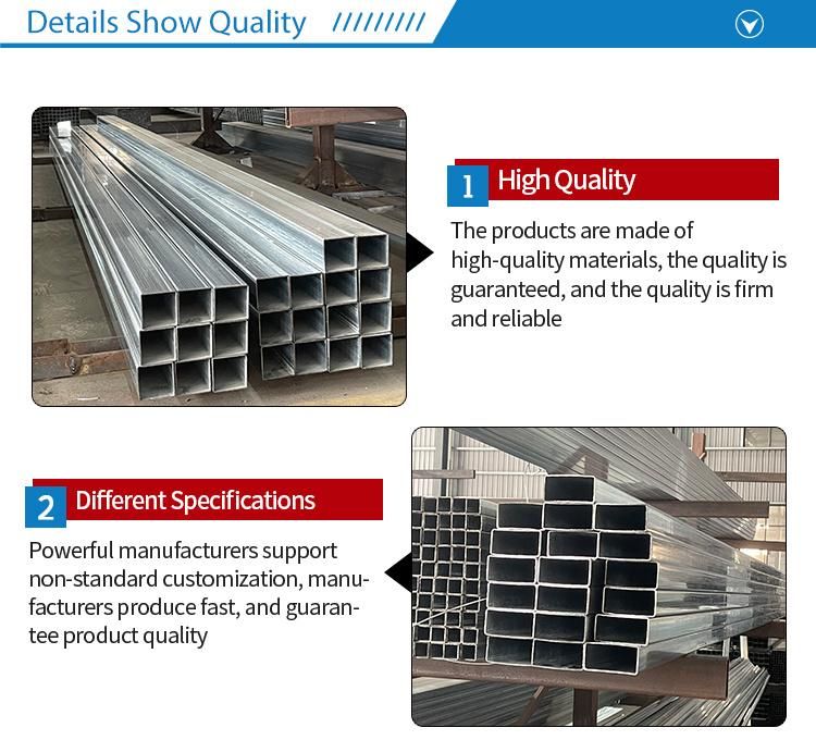 60*60*2mm Q235 Pre Galvanized Square Steel Pipe Hollow Section Steel Tube