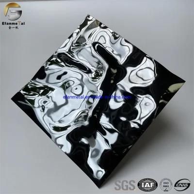 Ef184 Original Factory Villa Decoration Wall Ceiling Panels Black Mirror 3D Water Ripple Stainless Steel Sheets