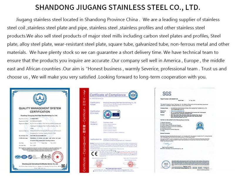 Jiugang Hot Rolled Inox Stainless Steel Coil 201 304 316 430 310 420 410 8K Mirror Tinplate Coil Metal Strip Roofing Steel Sheets in Coil with Good Price