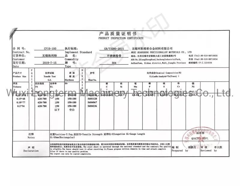 Chinese Manufacturing Stainless Steel 304/314: /316 Stainless Coilcarbon Steel Plate Coil