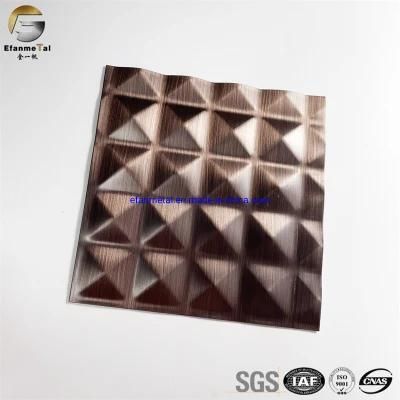 Ef292 Original Factory Sample Free Equipment Enclosure 1.0mm 304 Rose Gold Mirror Embossing 3D Stainless Steel Sheets