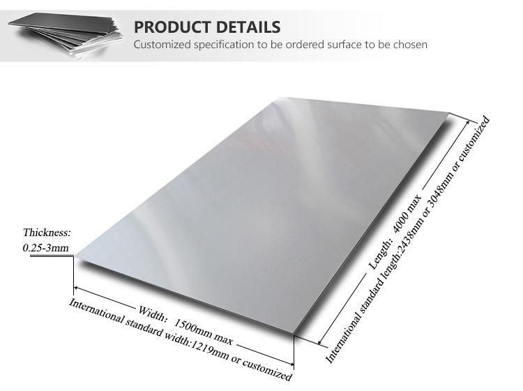 J1 J2 Cold Rolled 0.2mm 0.3mm 0.4mm 0.8mm Thick 201 304 8K Mirror 2b No. 4 Hl Surface Finish Stainless 4X8 Steel Sheet/Plate