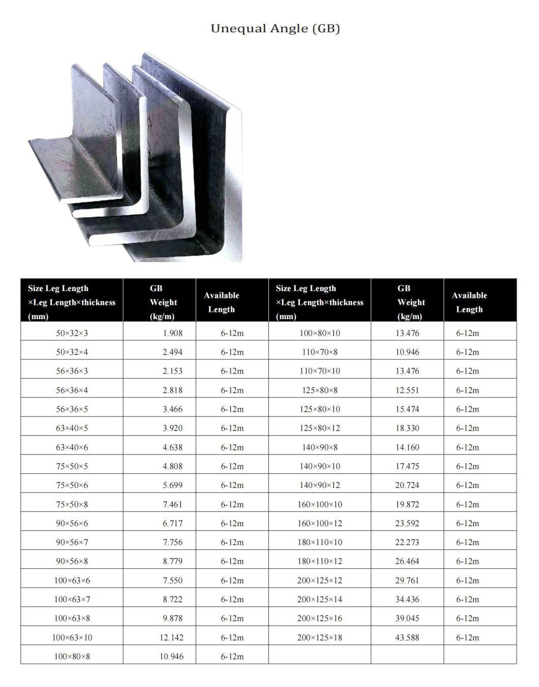 Building Material 304 201 Steel Stainless Steel Angler Bar