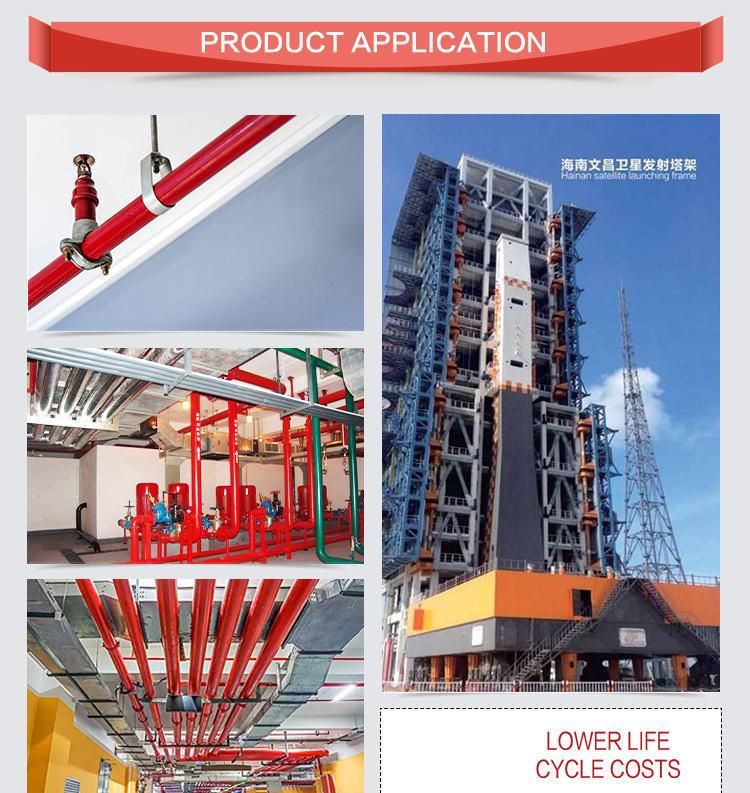 ASTM A795 Sch40 3′′ Red Power Coated Grooved Fire Fighting Protection Steel Pipe