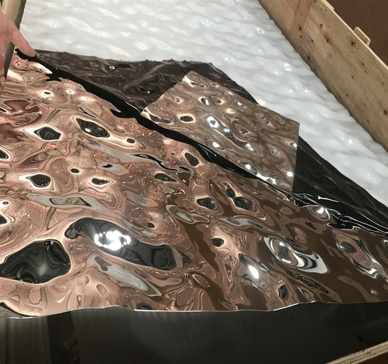 Mirror Finish Embossed Decorative Panel Water Ripple Stainless Steel Sheet