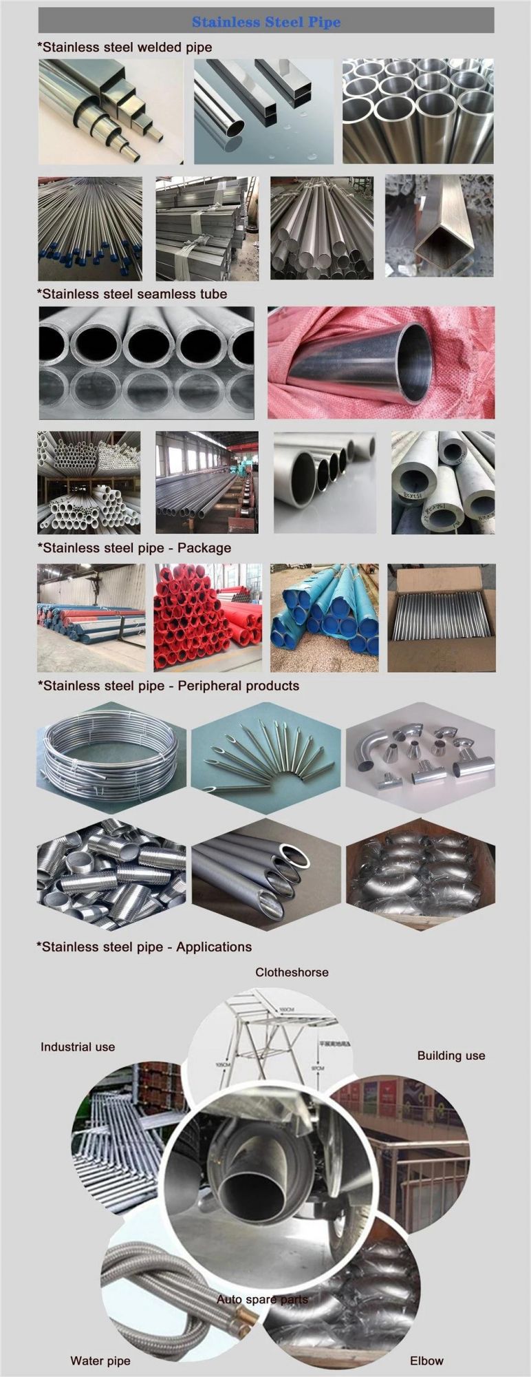 Factory Direct High Quality 304 316L Food Grade Welded Stainless Steel Pipes with Low Price