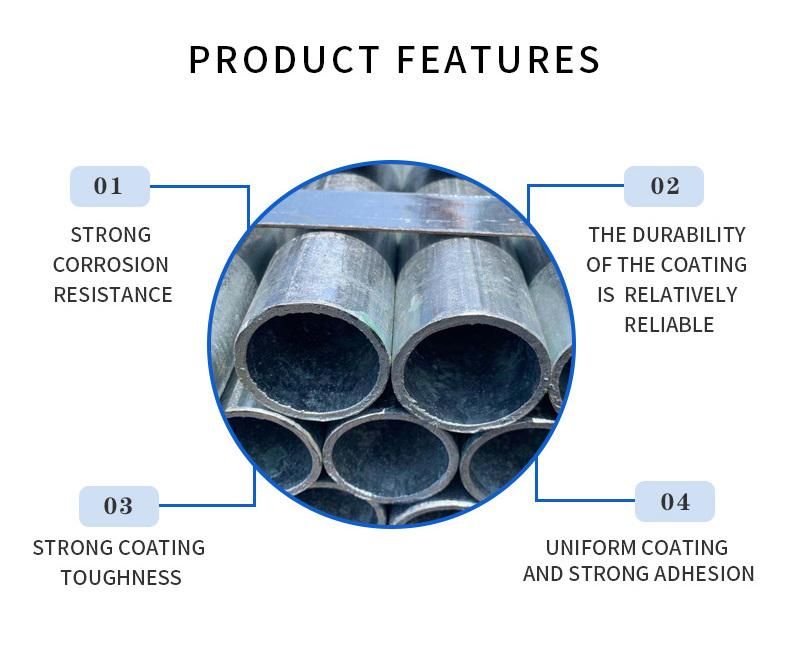 Factory Direct Hot DIP Galvanized Round Steel Pipe / Gi Pipe Pre Galvanized Tube Galvanized Steel Pipe for Construction