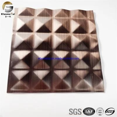 Ef294 Original Factory Hotel Decoration Ceiling Panels 1.0mm 304 Rose Gold Mirror 3D Embossing Stainless Steel Sheets