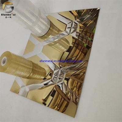 Ef270 Original Factory Hotel Lobby Panels 0.7mm 304 Black Mirror Water Waving Embossing Stainless Steel Sheets