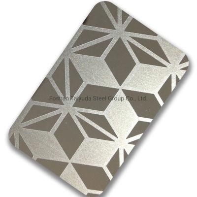 ASTM A240 Bronze Color Coating Etched Polished Ba 1220X2440mm Inox Steel Panel