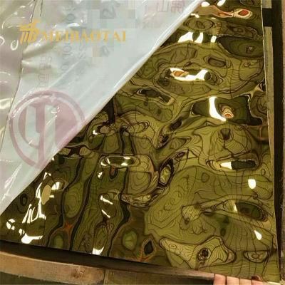 304 Gold Color Stamped PVD Color Coating Stainless Steel Sheet Water Ripple Stainless Steel Sheet