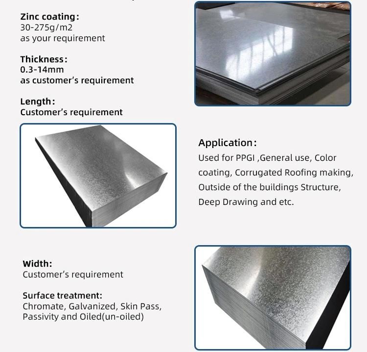 0.2mm 0.3mm 0.4mm Zero Spangles Hot Dipped Galvanized Carbon Steel Sheet Plate