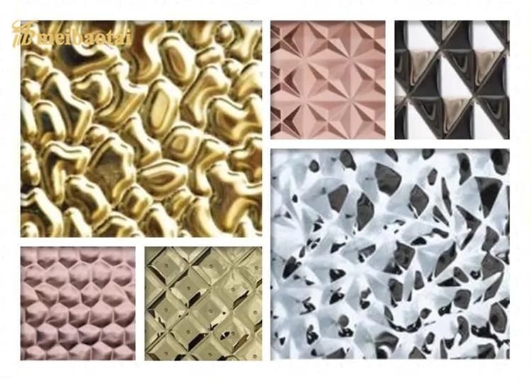 High Standard 4ftx8FT 0.55mm Golden Black Silver Honeycomb Design Stamped Technology Decorativon Wall Ss Plate 201 Stainless Steel Sheet