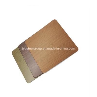 Hot Sell 3mm Brown Titanium Satin Finished 1219X3048mm Austenitic Stainless Steel Plate