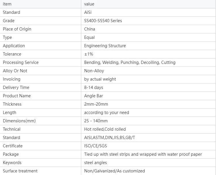 Hot Rolled 201 304 316L 430 Stainless Steel Unequal Equal Angle Steel Bar Price