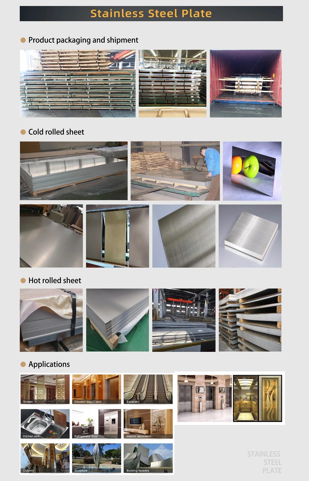Decorative Cold Rolled ASTM AISI Ss 201 304 316 316L 310 430 904L 5083 1020 Stainless Steel/Aluminum/Carbon/Galvanized Sheet with 2b Ba Hairline Mirror Color