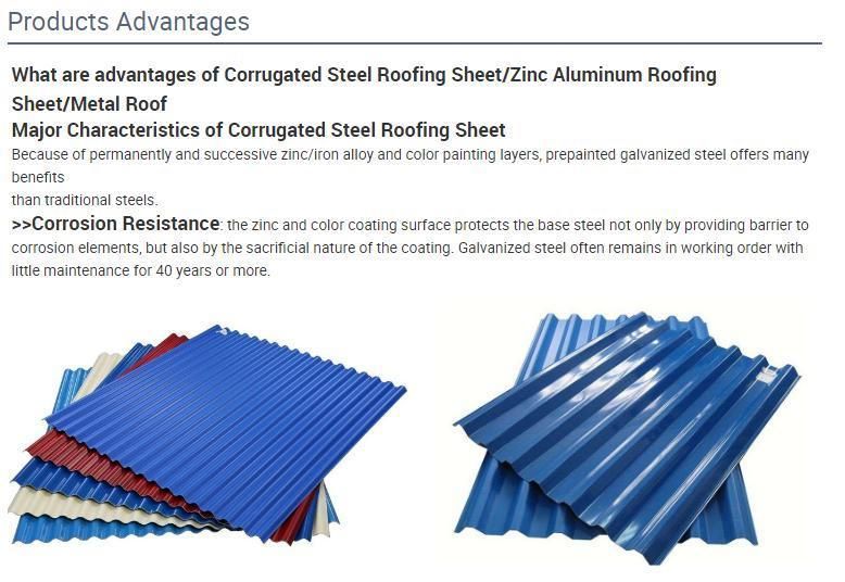 Roofing Sheet China Manufacturer Export Color Coated Galvanized Corrugated Steel Sheet