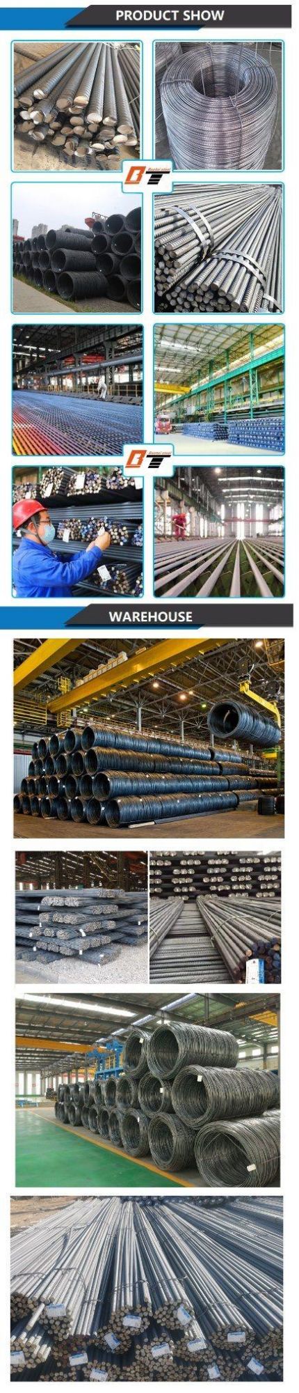 Hot Rolled Gr60 40 Y12 HRB400 HRB500 Tmt Steel Bar Low Carbon BS449 B500b DIN488 6m 9m 12m Steel Rod Building Material Steel Rebar for Construction