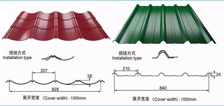 High Quality of Color Galvanized Corrugated Roof Sheet Thickness 0.55 mm X 1220 mm X 2440 mm DC52D Corrugated Roof Sheet