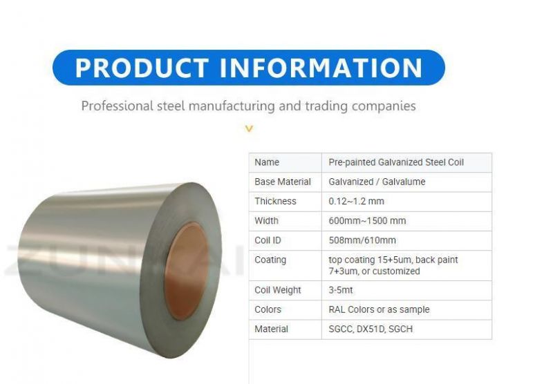 Ral Color CGCC Dx51d Zinc Coated PPGI Prepainted Galvanized Steel Coil