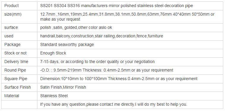 Factory Price Stainless Steel Hollow Section Pipe / Stainless Steel Square Tube