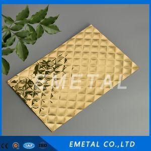 Inox Cr SUS304 Embossed Design Metal Gold Plating Sheet Decorative Cold Rolled Stainless Steel Plate