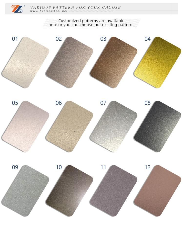 Free Samples 4X8 4X10 1.0mm 1.2mm Thickness Sandblasted Finish Titanium Black Coated Stainless Steel Sheet for Hotel