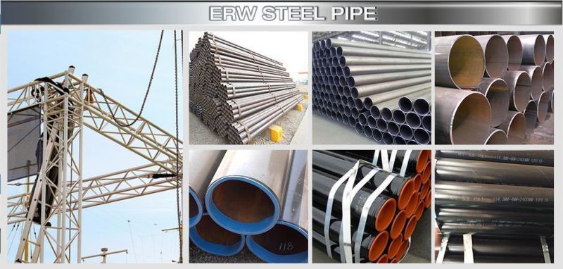 Sch40 ERW Steel Welded Pipe / Mild Ms Black Carbon ERW Steel Pipe
