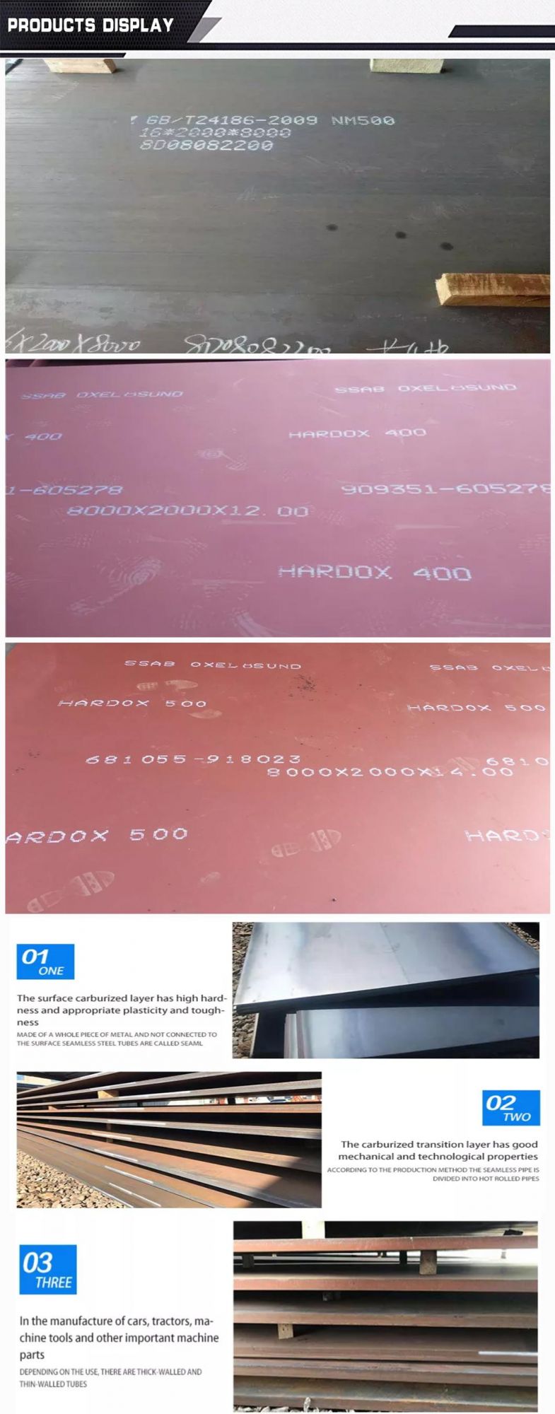 Hot Rolled Nm500 Hardoxs 450 550 500 600 Wear Resistant Steel From Swedish Steel Plate