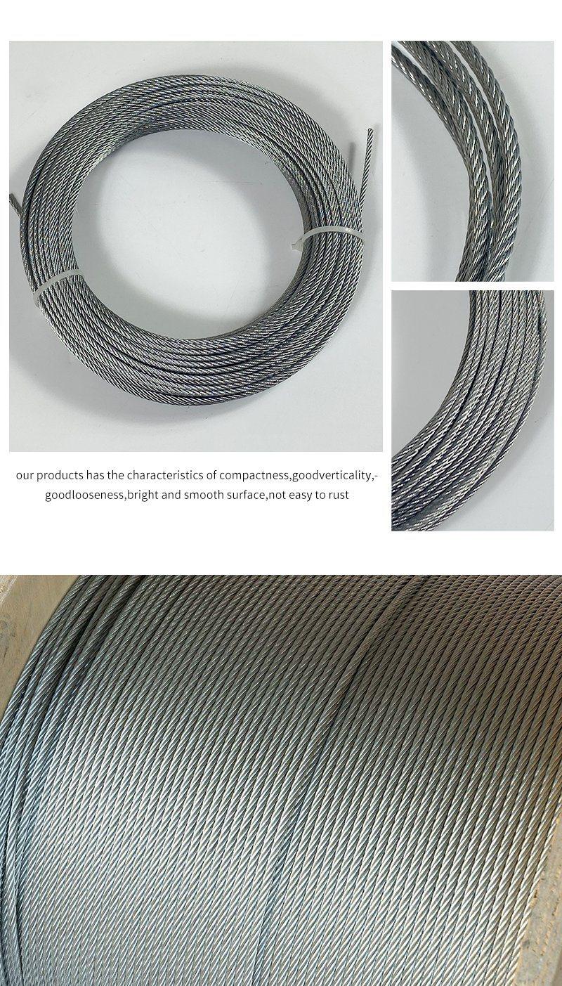 Factory Wholesale Galvanized Thin Steel Wire Rope 1mm-15mm Multi-Strand Galvanized Steel Wire Rope