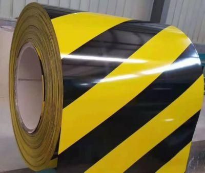 Warning Tape PPGI Coil Yellow and Black Color Prepainted Traffic Sign Galvanized Steel Coil