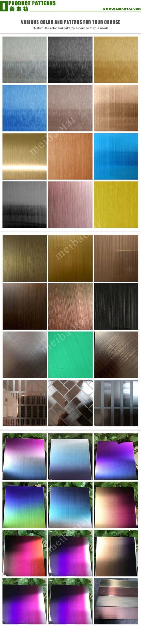 Hot Sale Elegant PVD Color Coating Brush Hairline No. 4 Design 1219X2438mm 0.65mm Antirust Waterproof Decoration Metal Wall Plate 304 Stainless Steel Plate