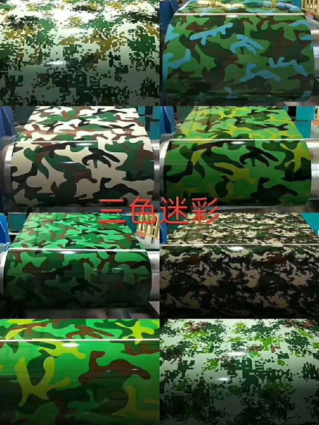 Color Coated Steel / Camouflage Pattern PPGI / Prepainted Steel for Roofing Sheet