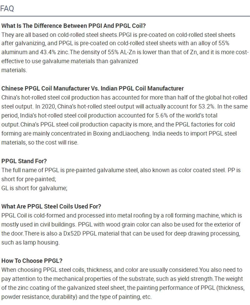 PPGL Sheet PPGI Sheet Price Color Steel Coil