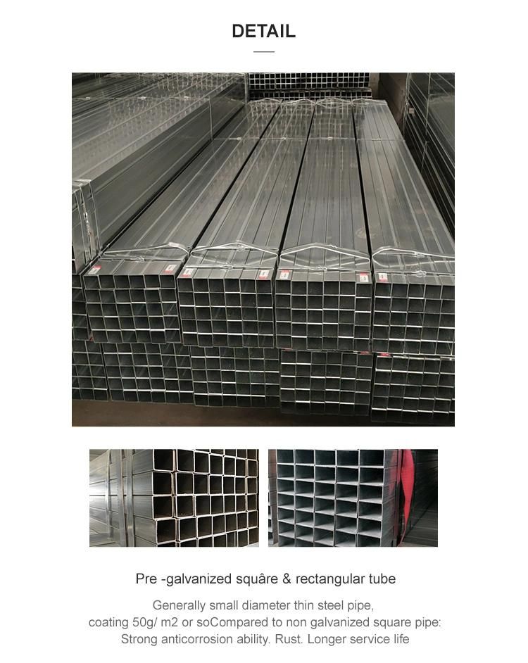 China Supplier Square Carbon Tube Gi Square Pipe Black Iron Square Rectangular Tube