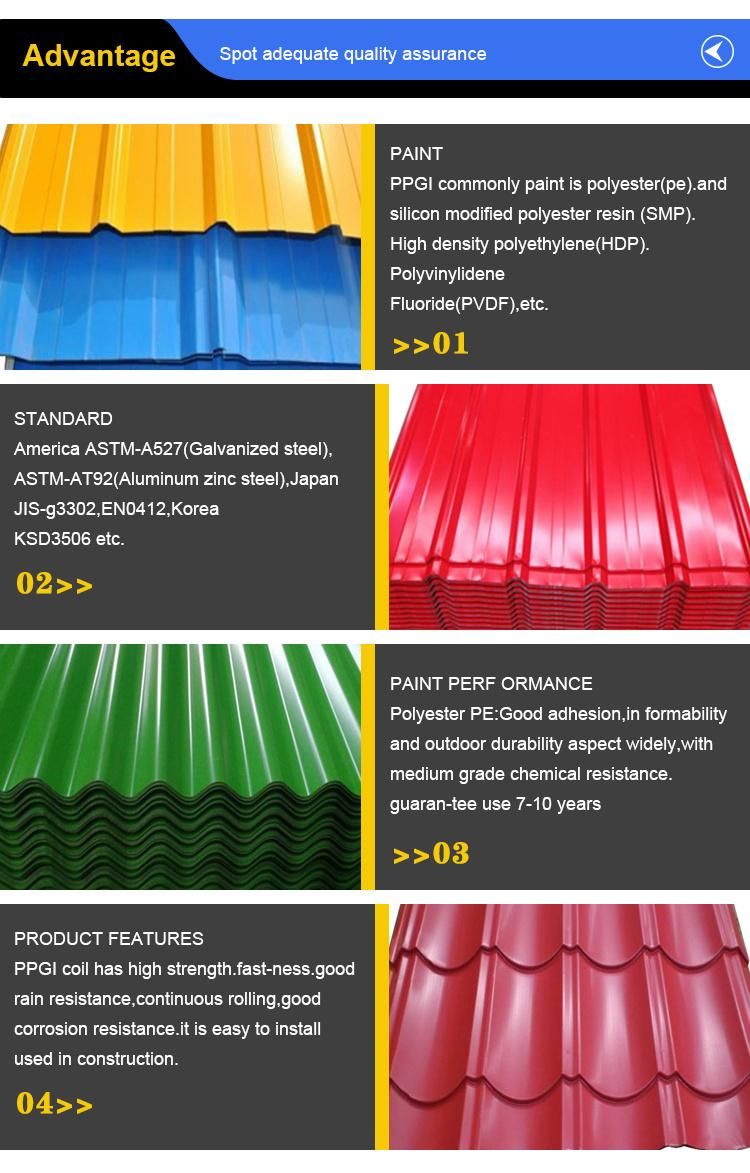 Hot Sale 0.45mm Galvanized Color Coated Corrugated Iron Roofing Sheets