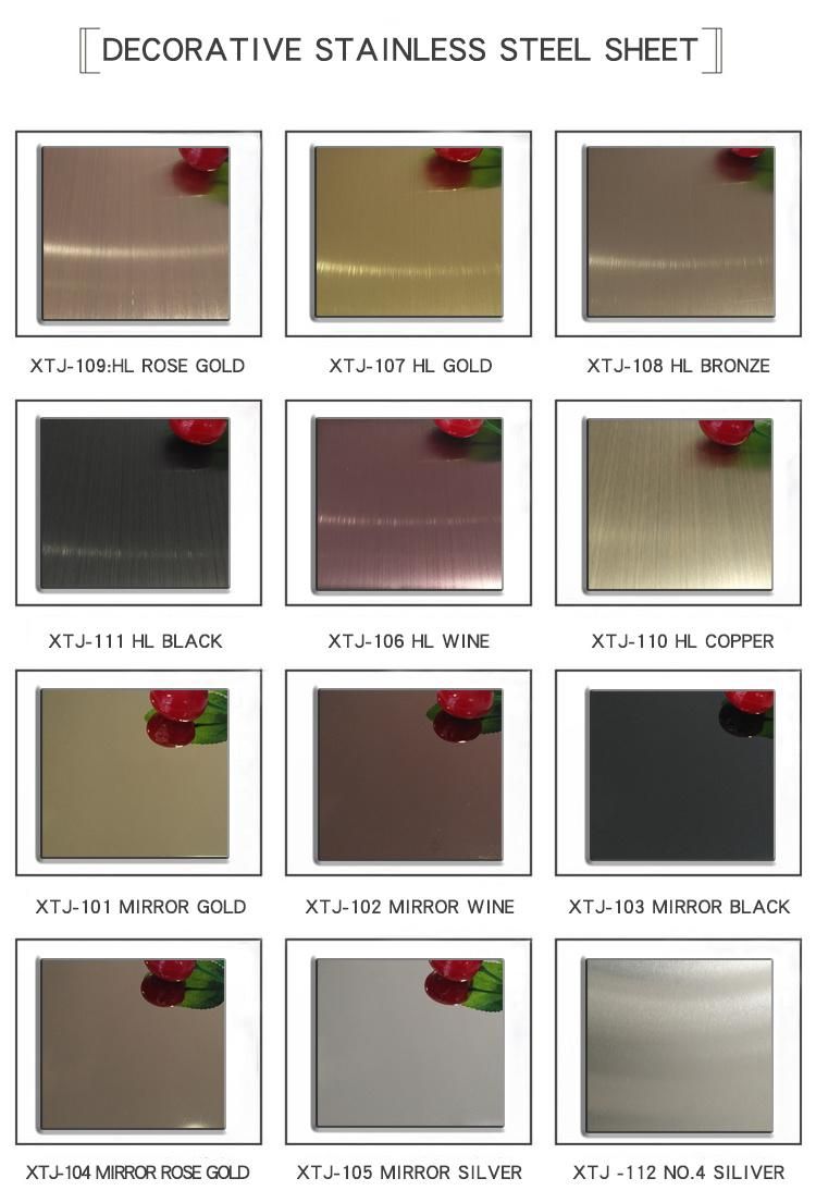 China AISI 304 316 316L Ba 8K No. 4 201 Different Patterned Stainless Steel Sheet and Plates