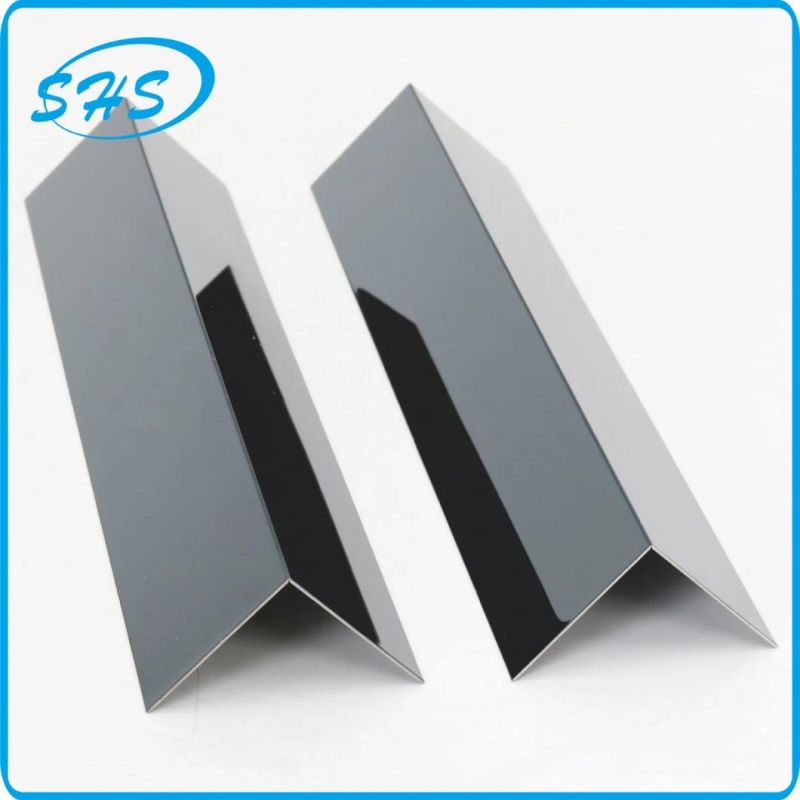 Stainless Steel Angles with Ti-Black Color 800 G Mirror Finish as Protector for Wall Corner