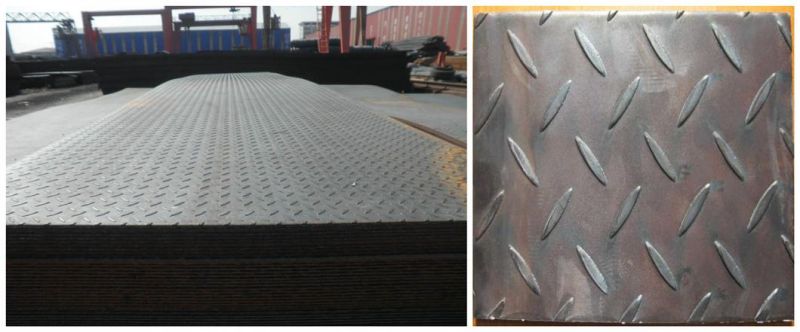 Mild Tread Sheet Ss400 Q235B Q345 Building Material Galvanized Galvalume Roofing Materials Antilip Metal Chequered Sheets Black Checkered Steel Plate for Floor