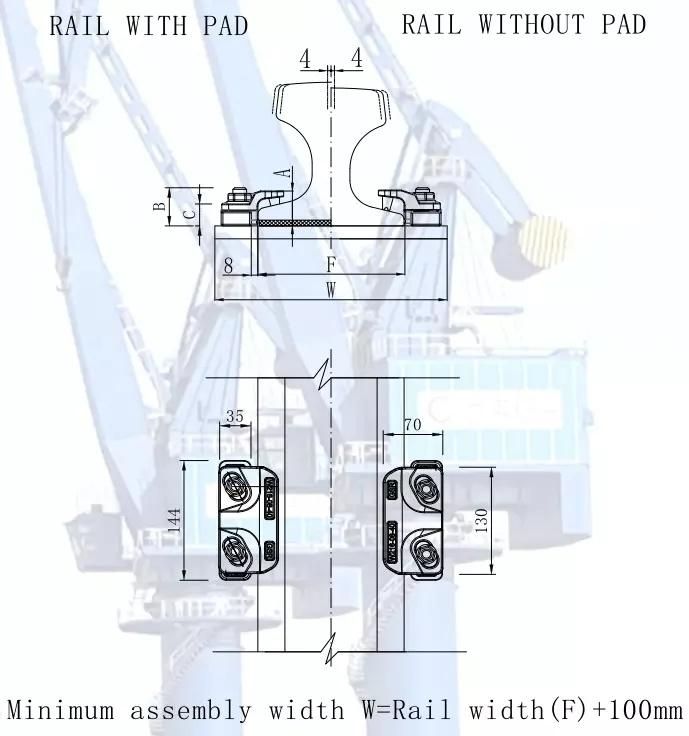 W20-121 Welded Base Fixing Adjustable Crane Rail Clip