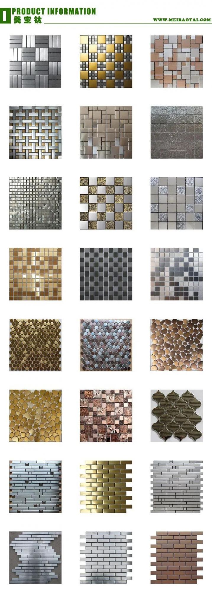 Silver Design Mosaic Tile Interior Wall Decoration Plate Stainless Steel Mosaic Tile