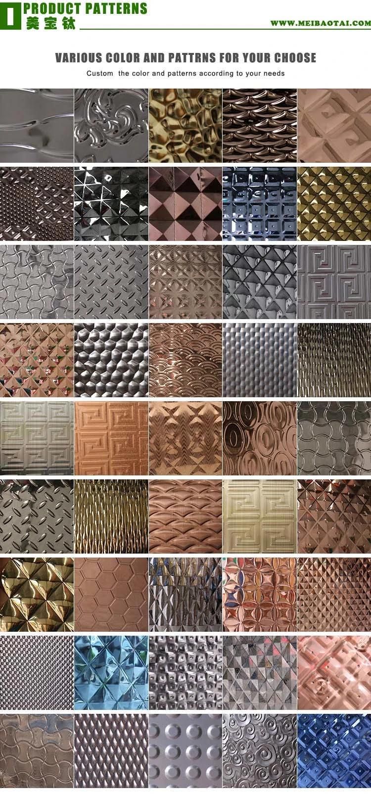 Supplier Counter Wall Ceiling Decorative Plate Double Colour Design Sheets 1219*2438mm 0.65mm 201 Stainless Steel Sheet